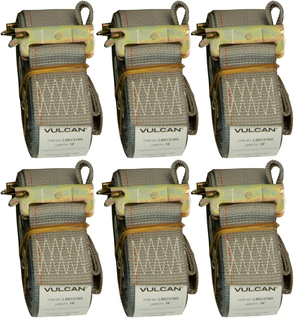 Logistic Strap for E Track, Cam Buckle - 16 Foot, 6 Pack - Gray J837
