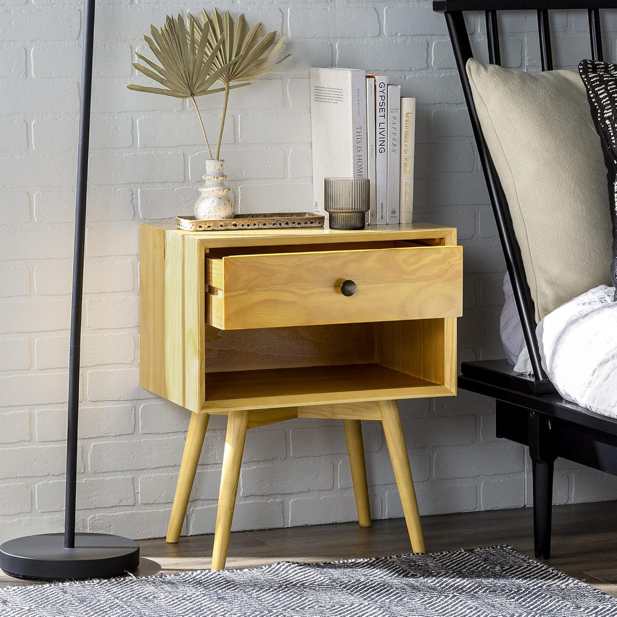 Wood 2 Drawer Nightstand Side Table Z31447