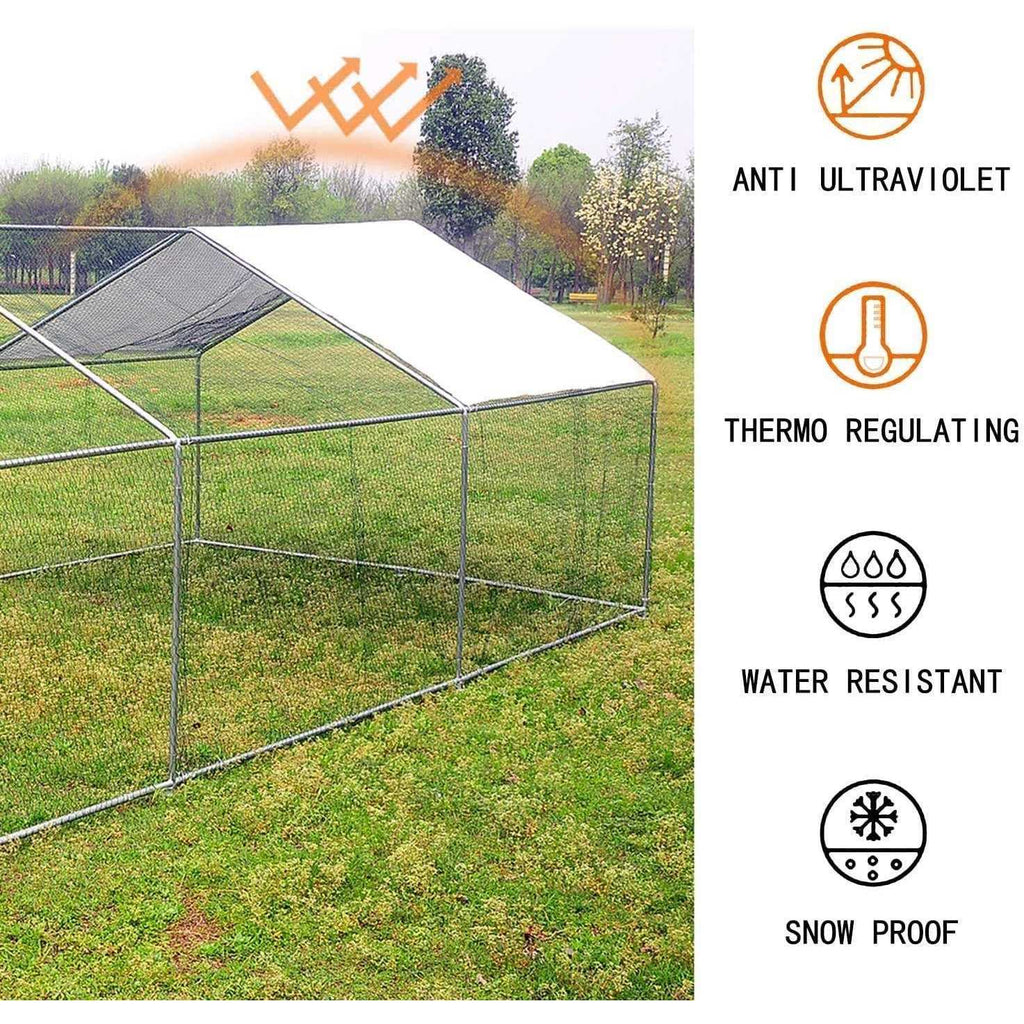 Large Walk-in Metal Chicken Coop with Waterproof Cover C3899