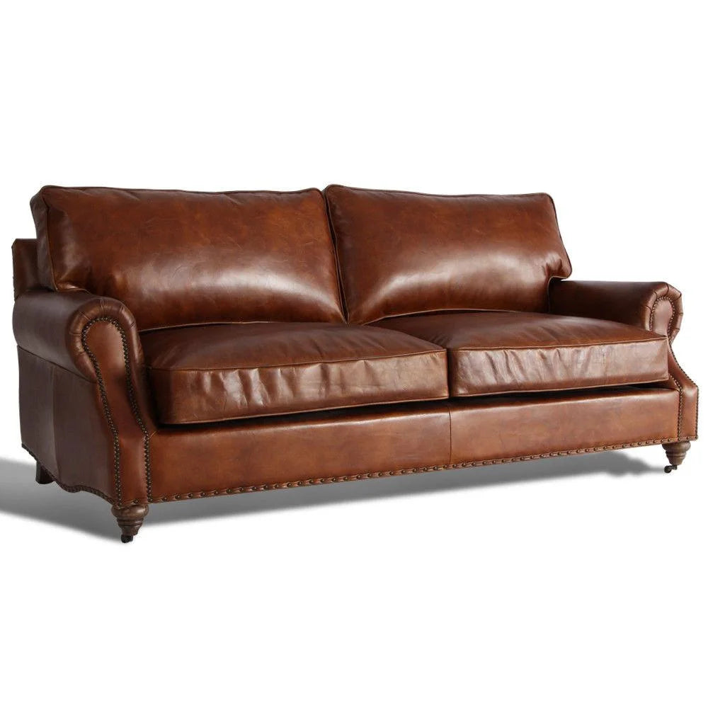 Antique 3 Seater Aged Leather Sofa J913926