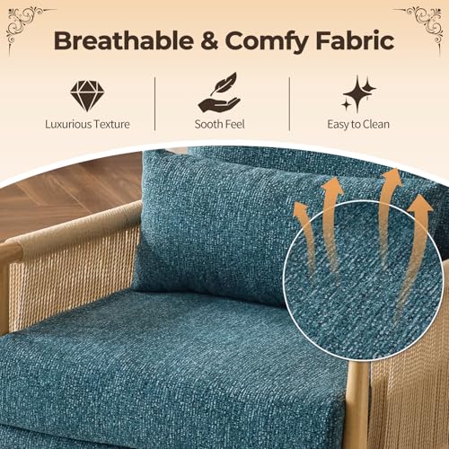 Green Chenille Accent Chair with Lumbar Pillow E598
