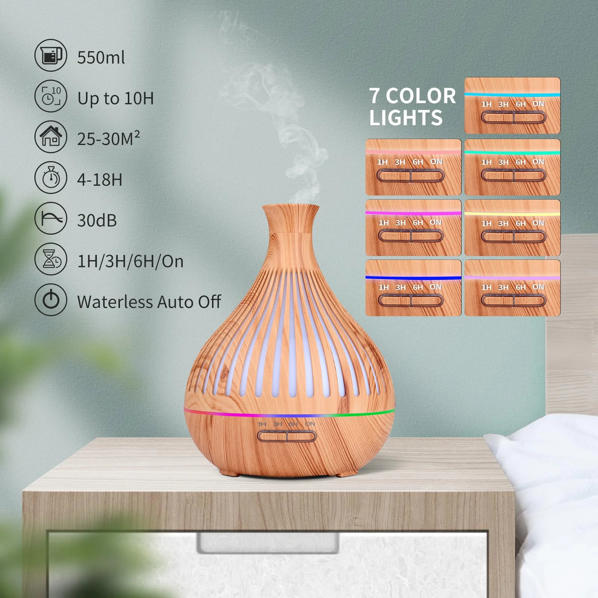 500ML Ultrasonic Diffuser with Remote Control & Timer W677217