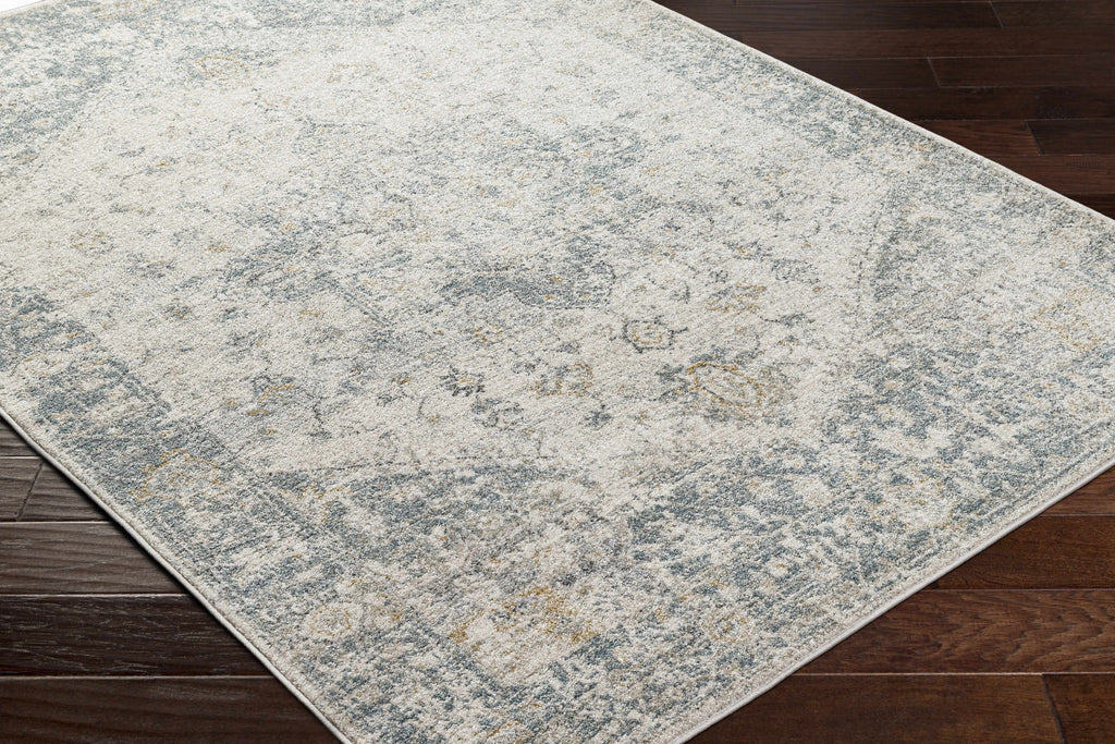 Cream Peach Medium Gray Area Rug 5'3" x 7' Y167303