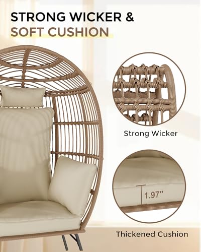 Oversize Wicker Egg Chair with Ottoman T270