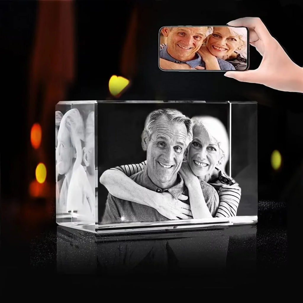 3D Engraved Crystal Photo Cube F347812