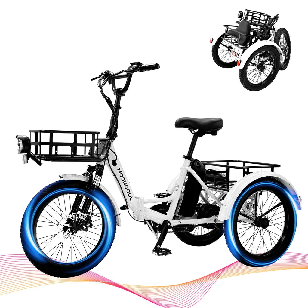 Folding Electric Tricycle 750W Motor 48V 20 Fat Tire 3 Wheel Electric Bicycle A600117