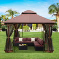 10x10 Outdoor Gazebo Double Soft-top Canopy Tent Q397