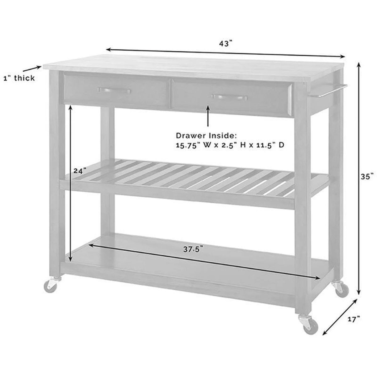 2-Drawer Wood Kitchen Cart Island in White/Natural G627005