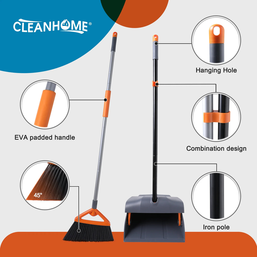 Heavy Duty Broom and Dustpan Set with Long Handle I7160