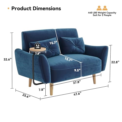 Blue Velvet Loveseat Sofa N128