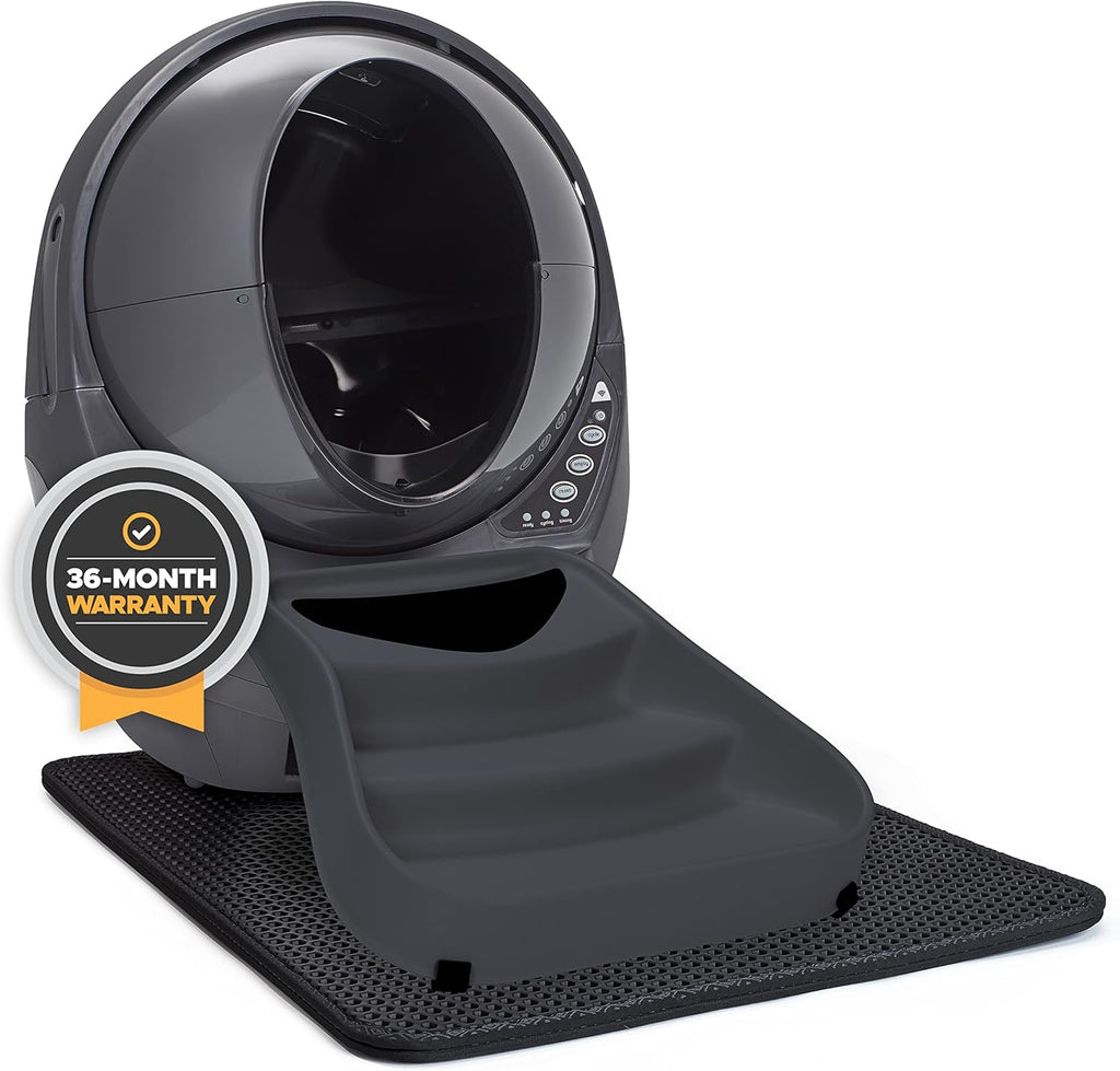 Self-Cleaning Cat Litter Box with Mat, Fence & Ramp H41256