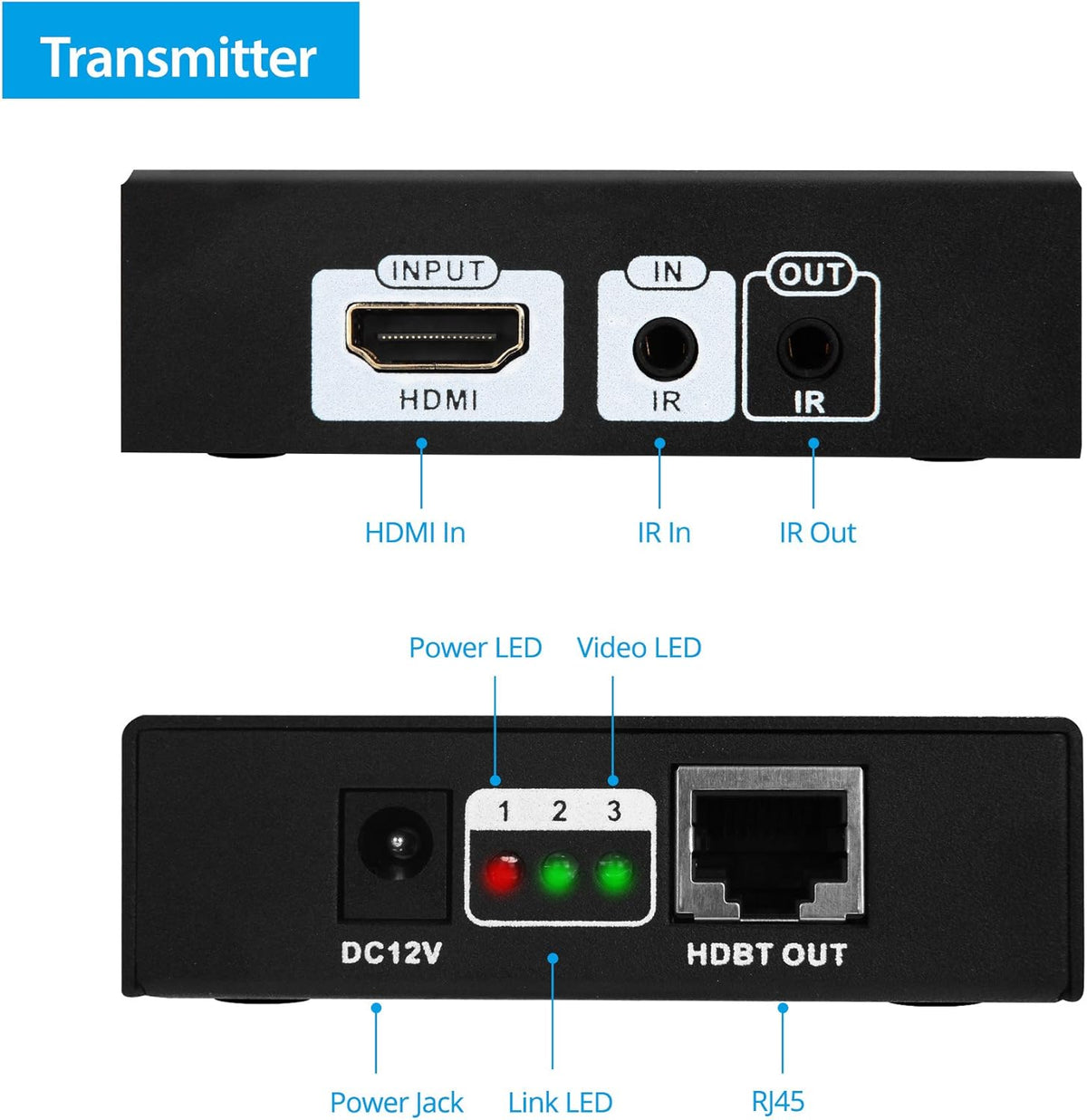 HDBaseT HDMI Extender 4K 60Hz Over CAT5e/CAT6/CAT7 Cable with Bi-Directional IR T70342