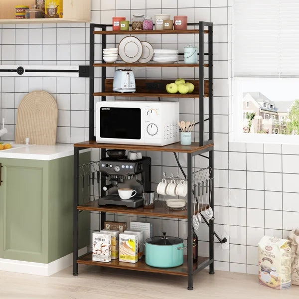 31.5"L x15.6"W x66.9"H 6-Tier Bakers Rack with Power Outlets E652091