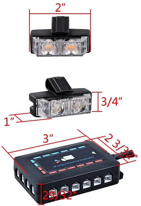 47" 88-LED Emergency Beacon Strobe Light + 16X 2-LED Flashing Grille Lamp C273