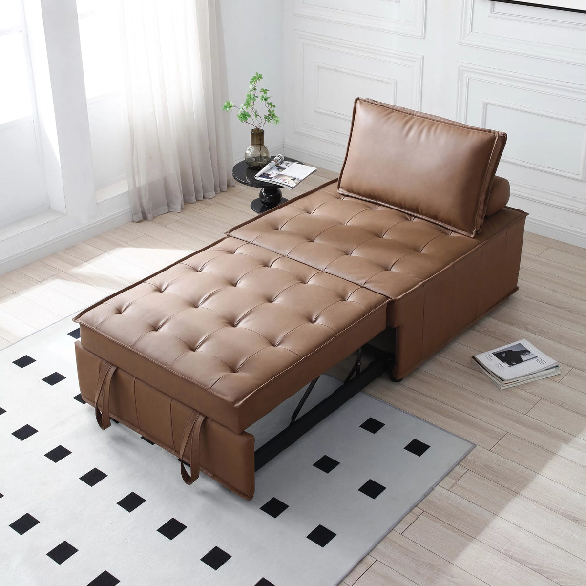 Faux Leather Ottoman Sofa Bed T618