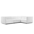 4-Piece L-Shaped Channel Tufted Fabric Sectional O6379