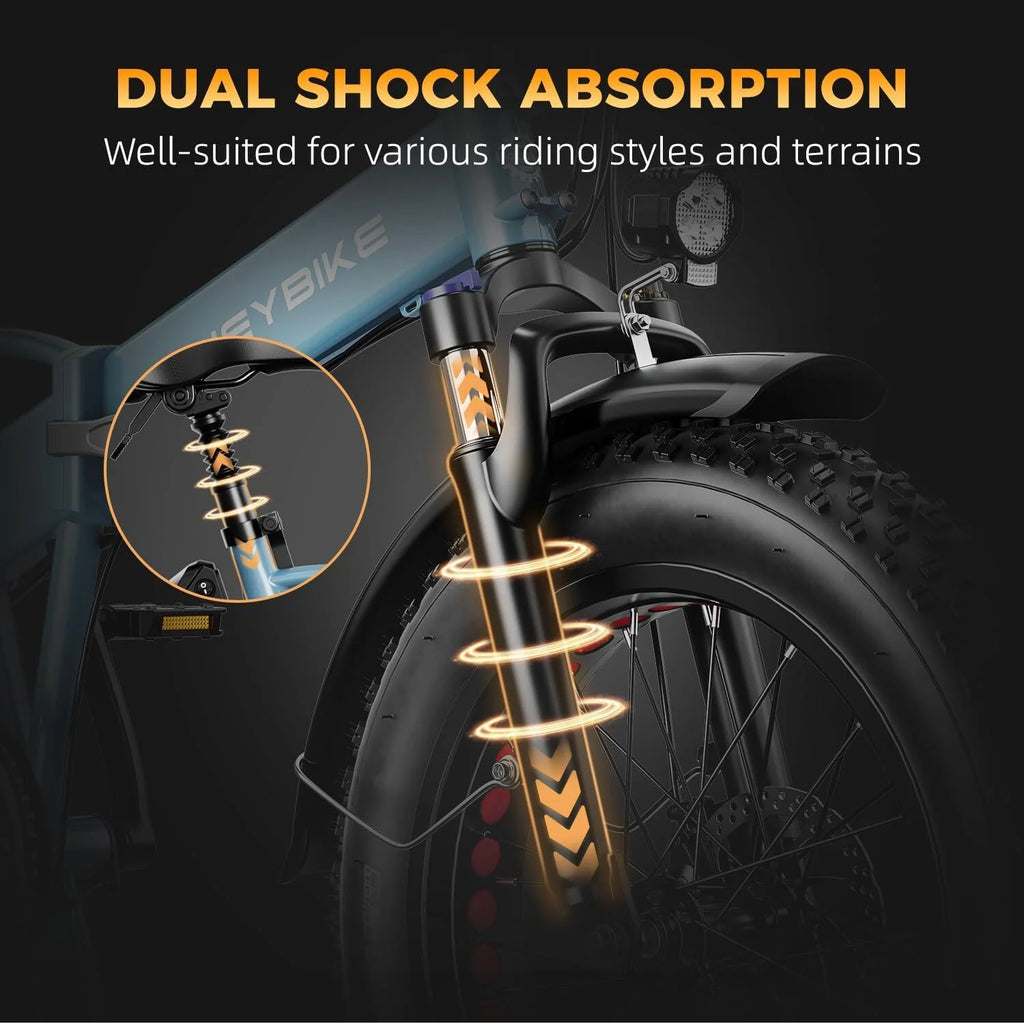 20×4 Fat Tire Folding Electric Bike with 48V 12.5AH Removable Battery D298