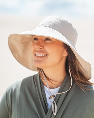 Women’s Ultra-Wide Cotton Linen Sun Hat UPF 50+ Packable Adjustable R507