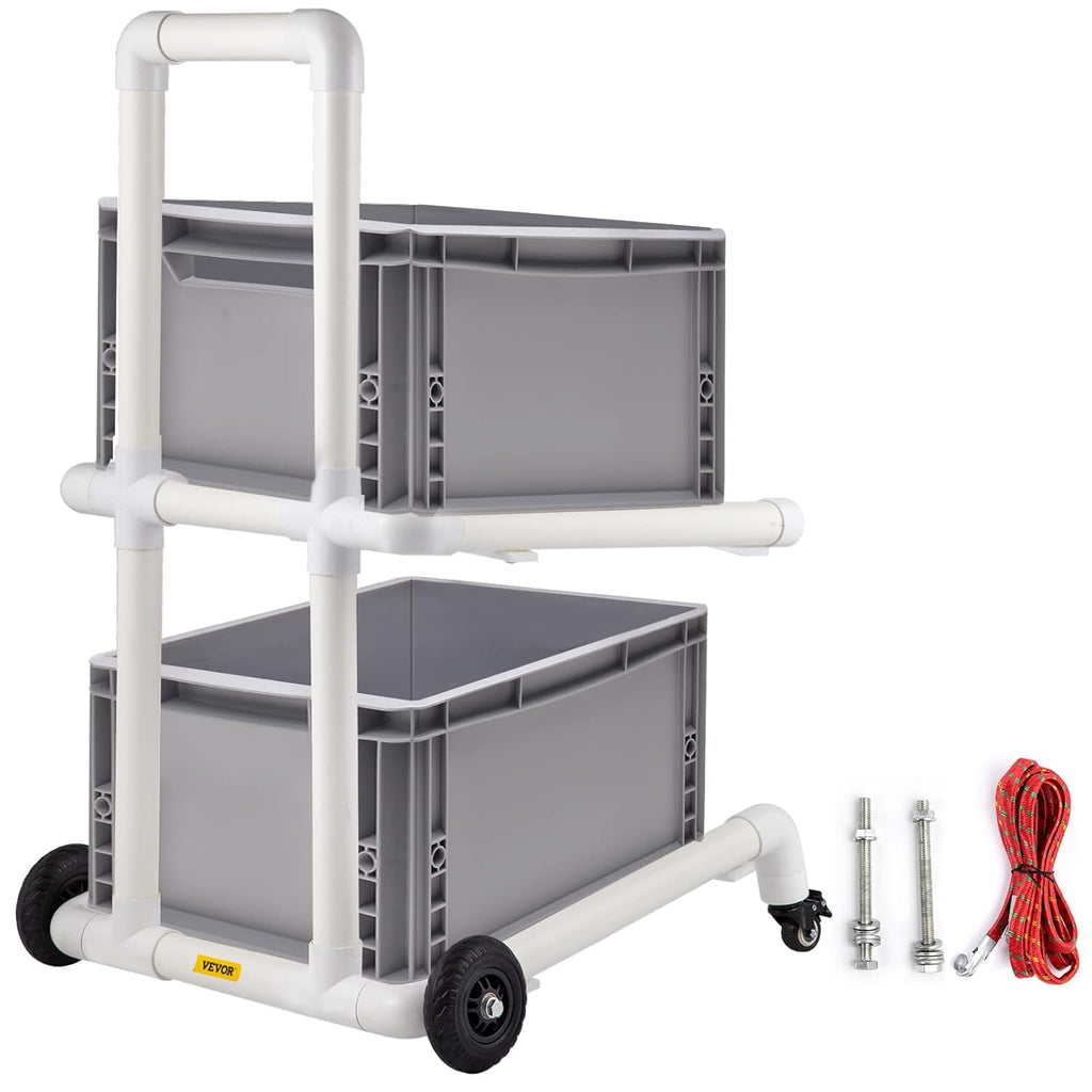 White 4 Wheels PVC Plastic Recycling Cart D906