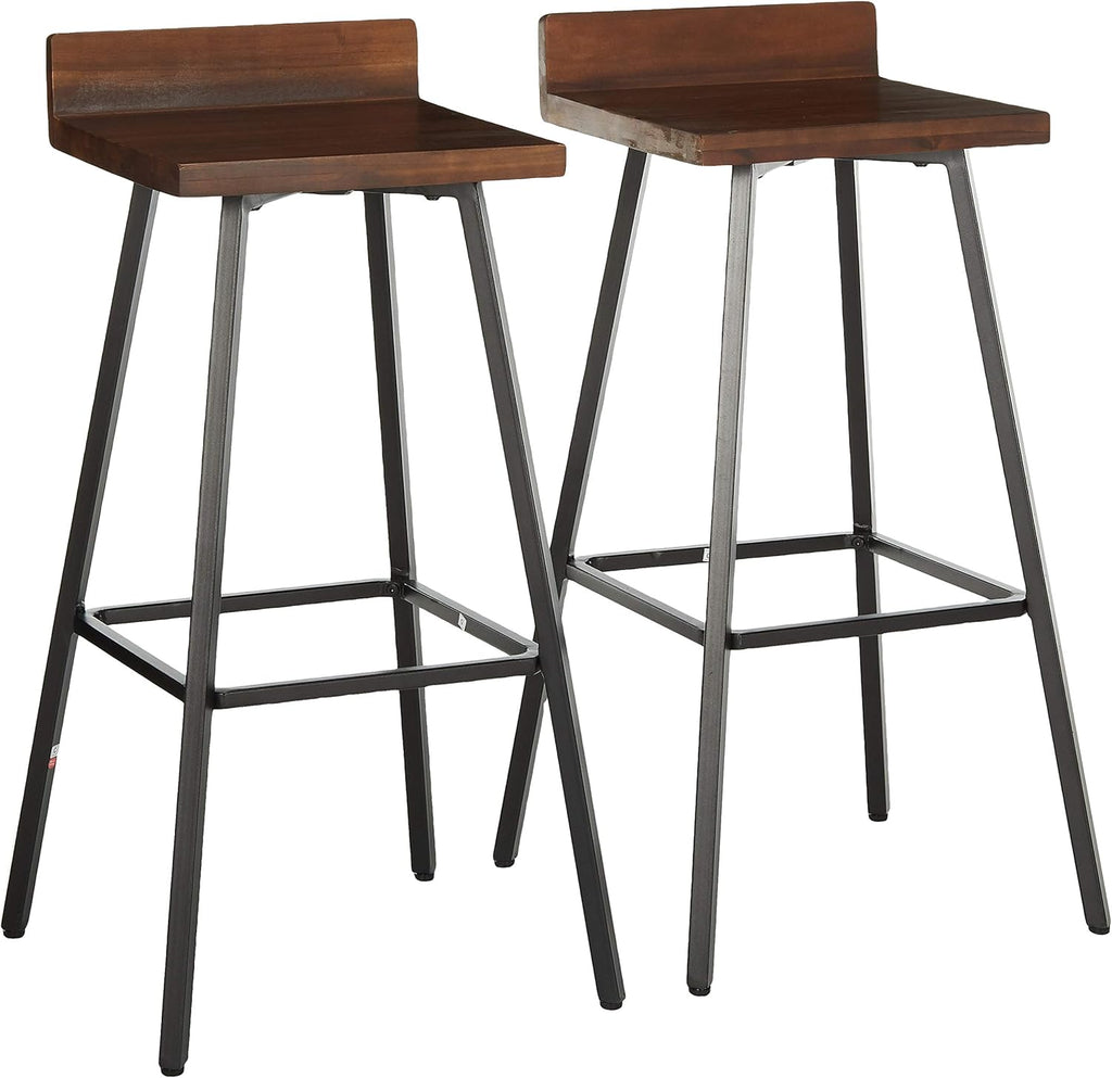 Dark Brown Acacia Wood Bar Stools Set of 2 S455