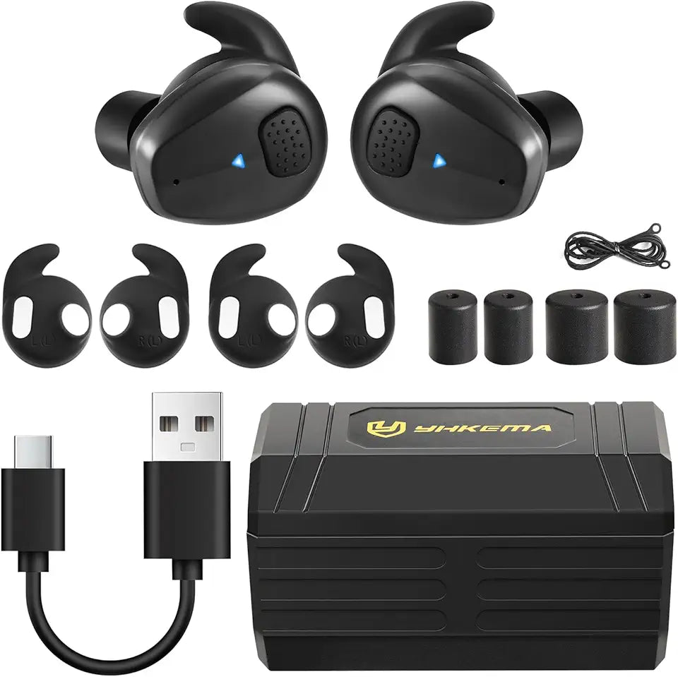Electronic Shooting Earbuds Bluetooth Ear Hearing Protection NRR 28dB Rechargeable Black B7941