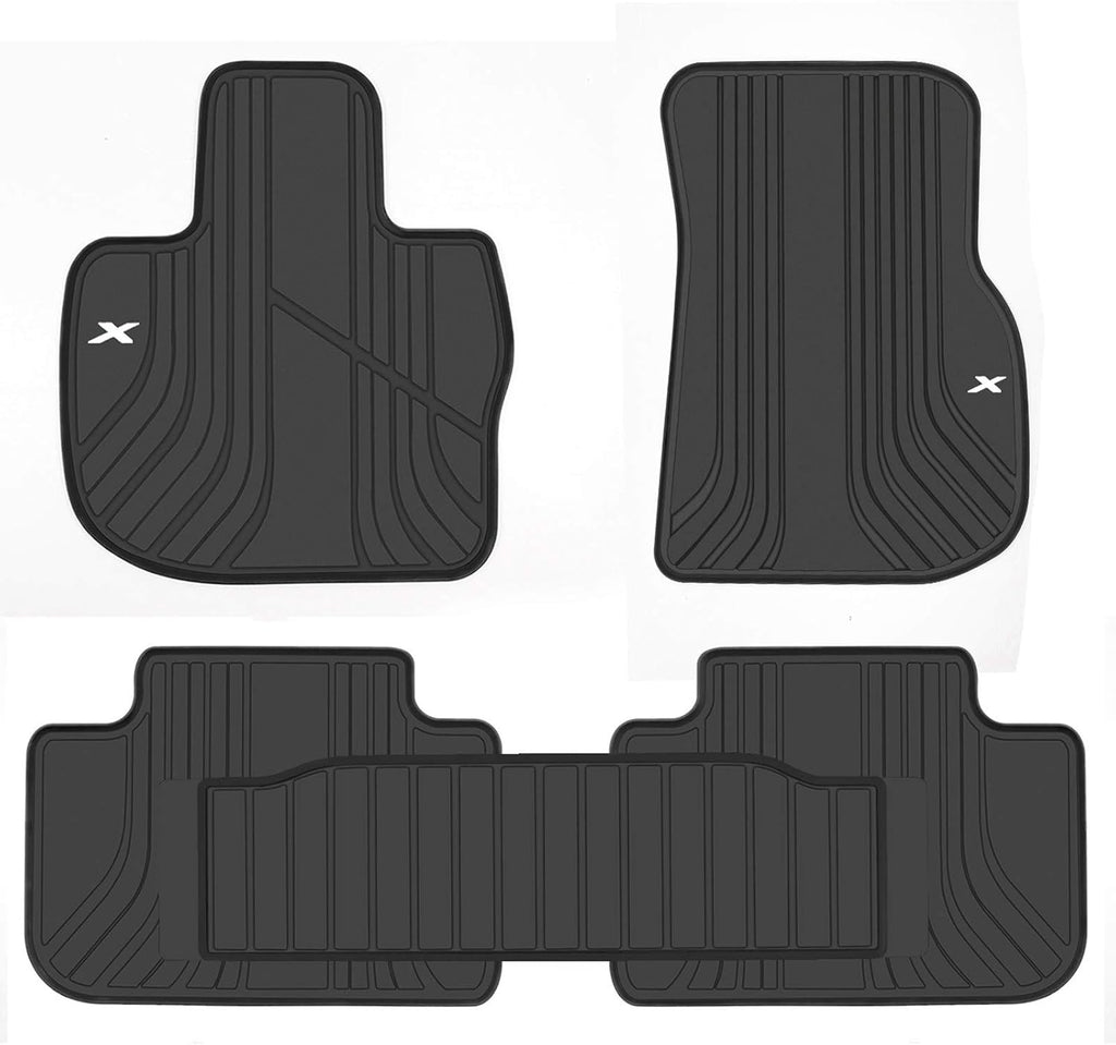 Black White Rubber Car Floor Mat Set S687061