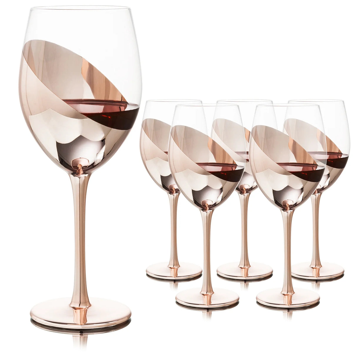 Set of 6 Stemmed Copper-Toned Glasses F24425