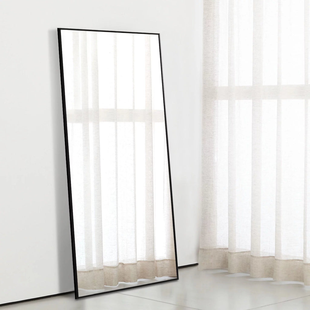 51"x16" Rectangular Full Length Floor Mirror with Stand Black E181706