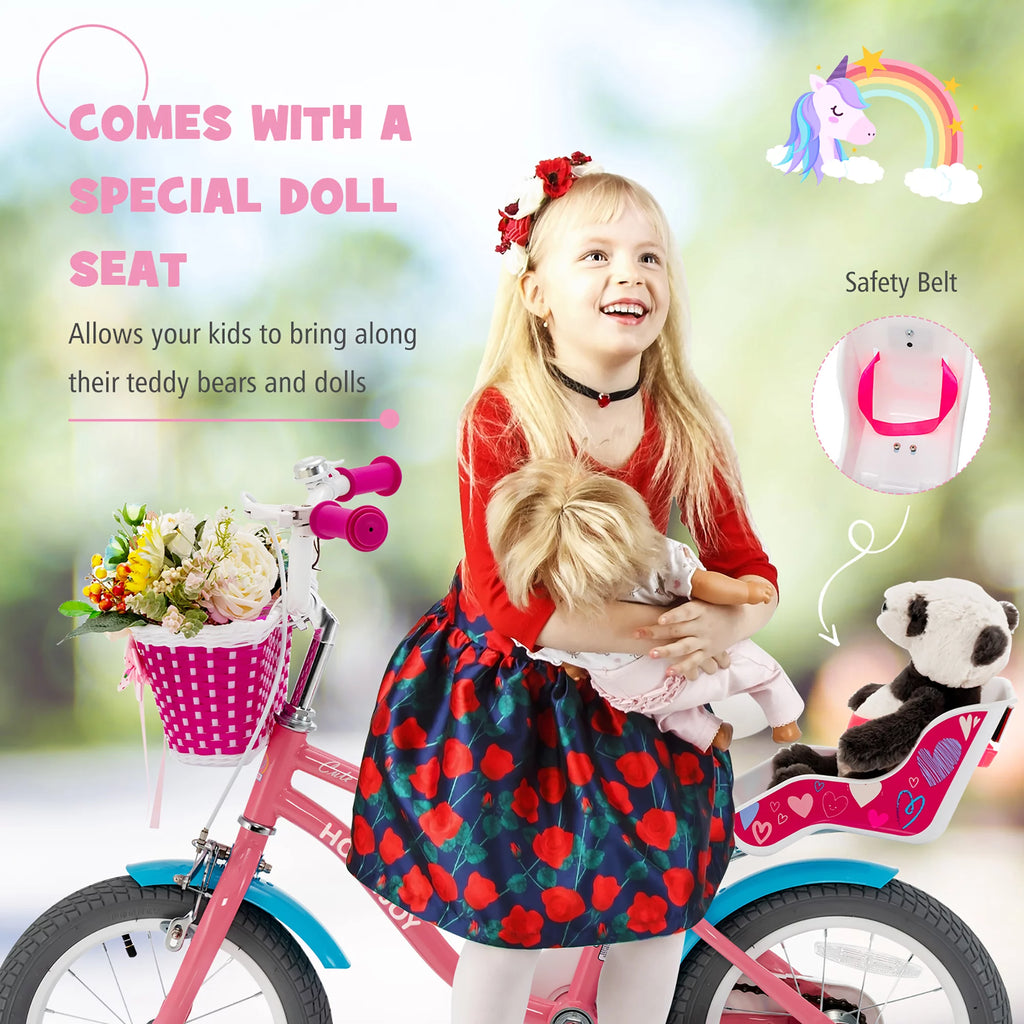 14 Inches Kids Bicycle with Training Wheels & Basket O795772
