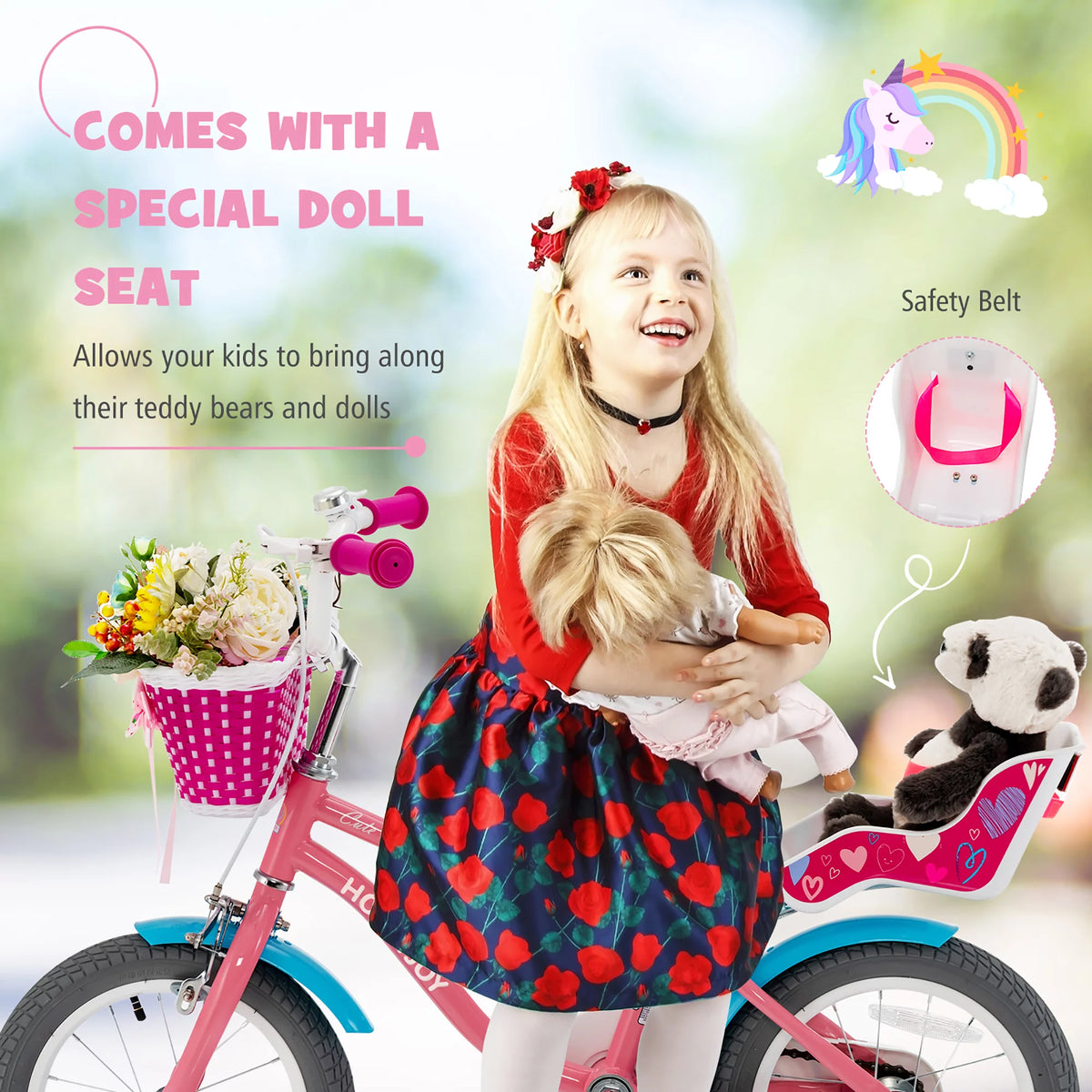 14 Inches Kids Bicycle with Training Wheels & Basket O795772