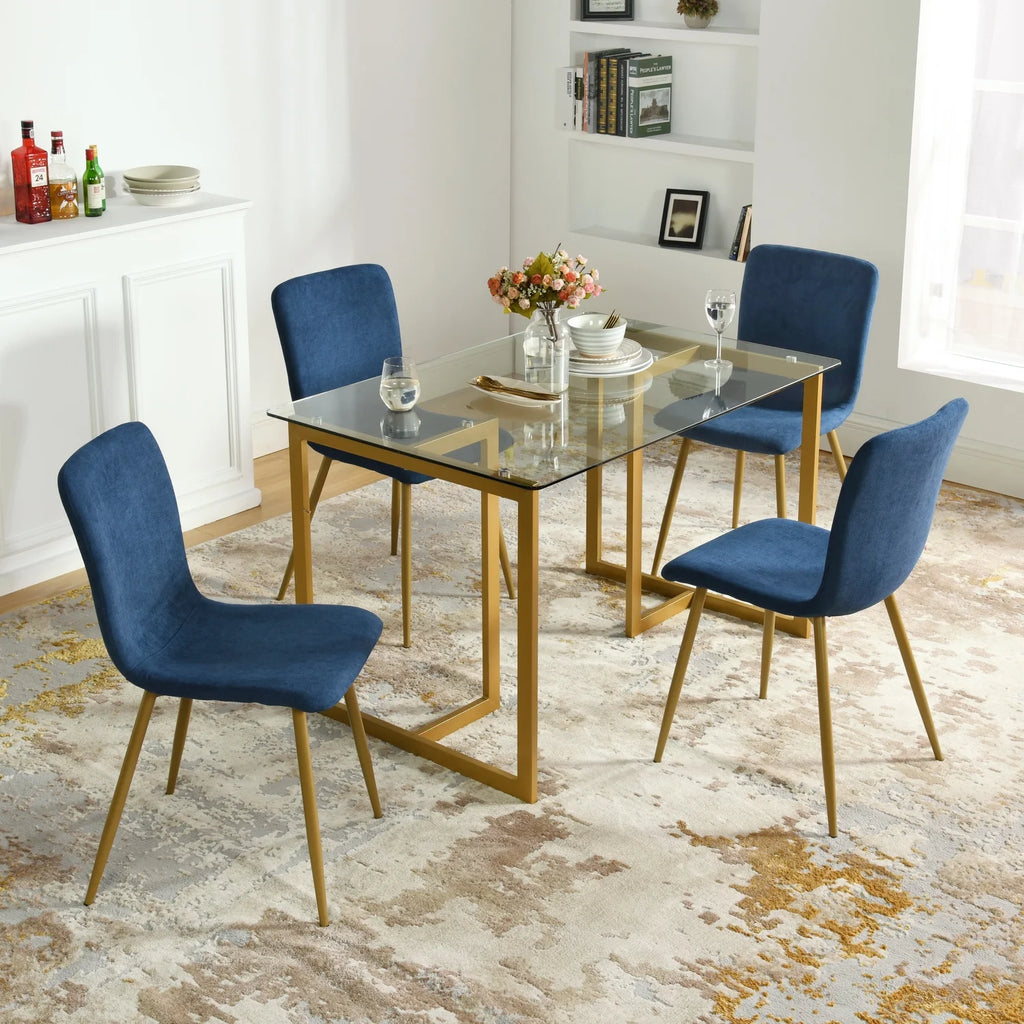 Navy Blue Velvet Dining Chairs Set of 4 L81220