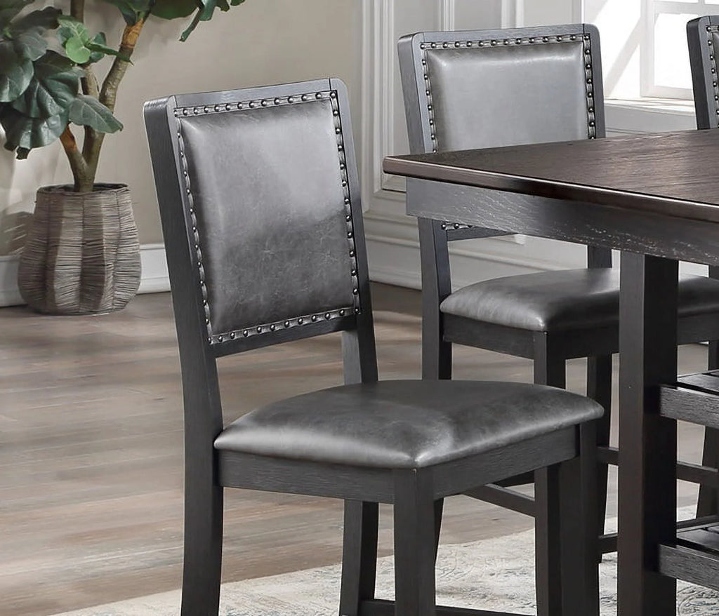 7pc Grey Counter Height Dining Table Set with 6 Chairs J1302