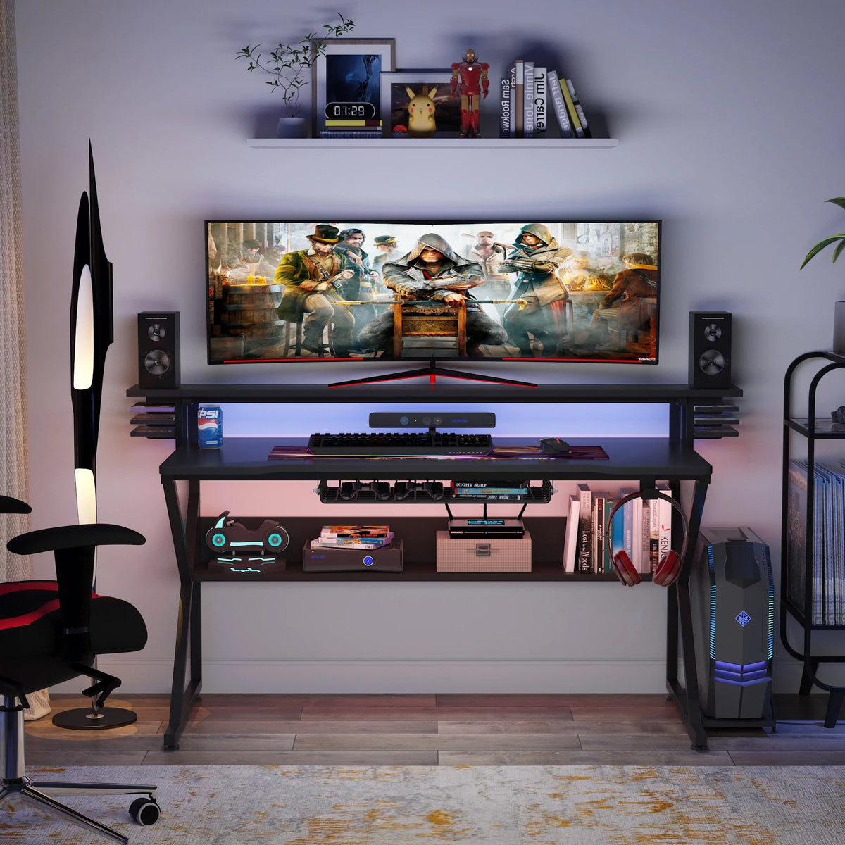 47 inches Gaming Desk with Monitor Stand O6861
