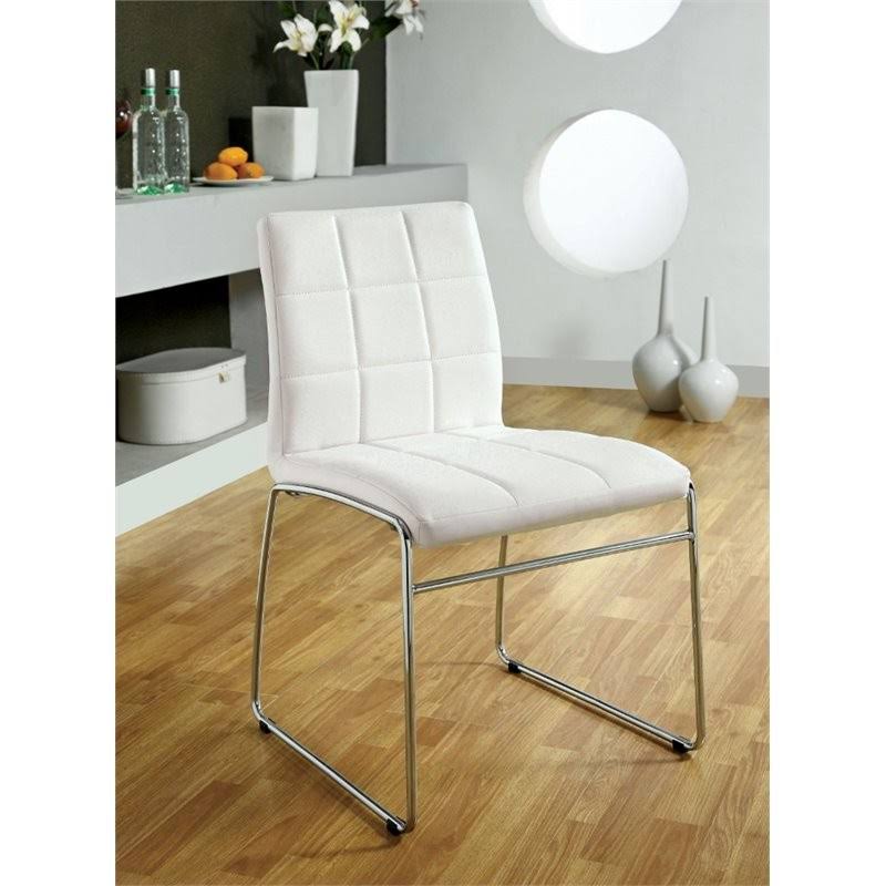 White Upholstered Dining Chair Set of 2 U367390