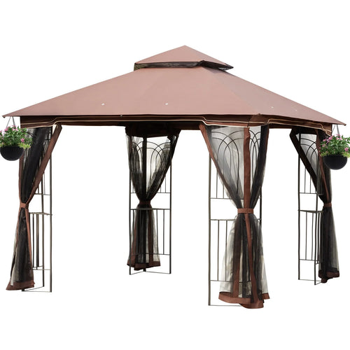 10x10 Outdoor Gazebo Double Soft-top Canopy Tent Q397