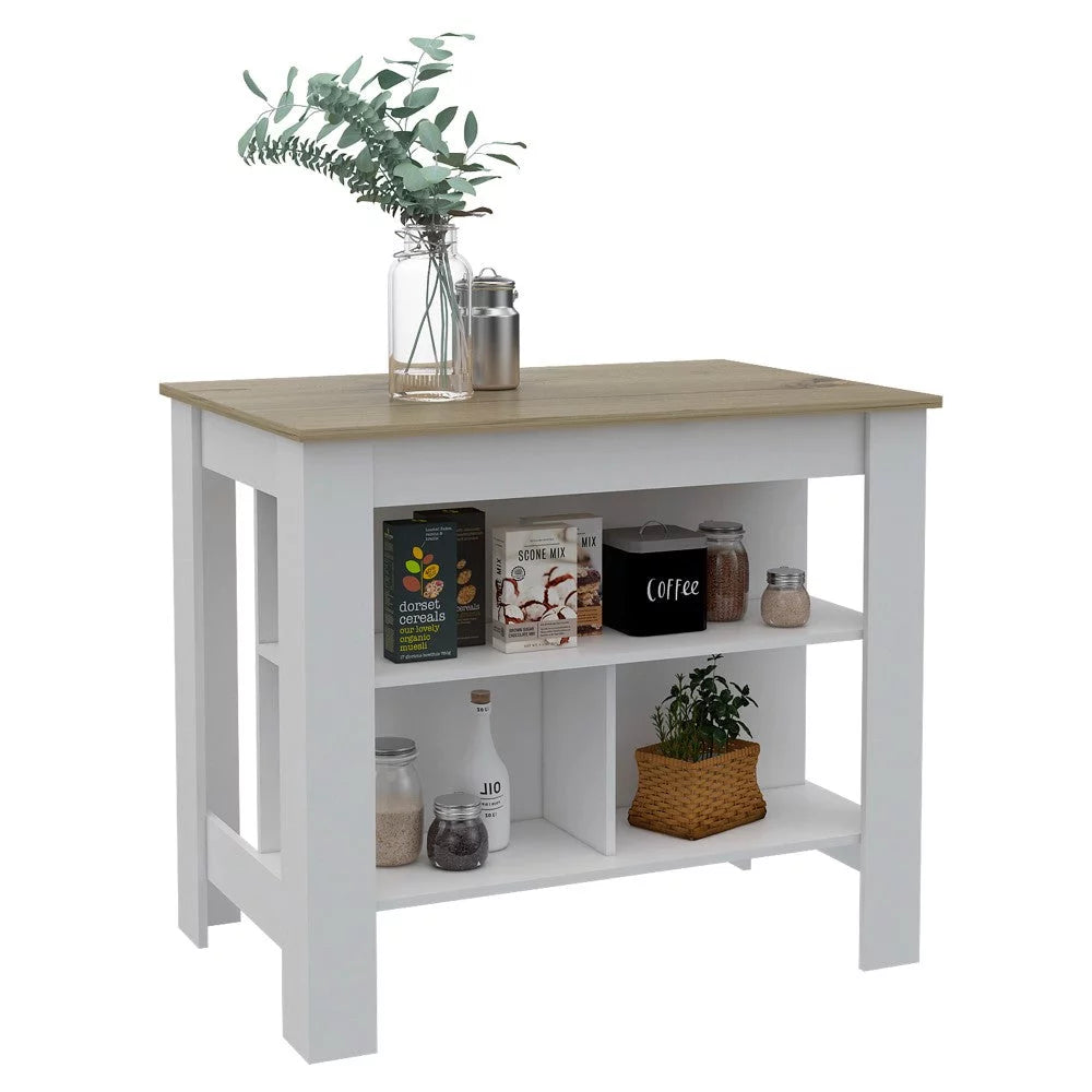 White Light Oak Manufactured Wood Kitchen Island V2226