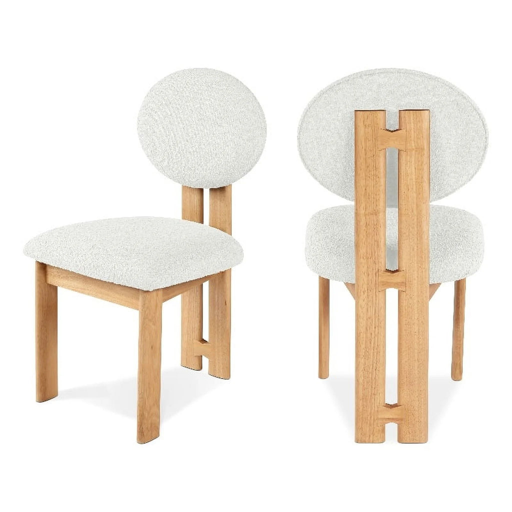 Cream Fabric & Wood Dining Chair Set of 2 D688295