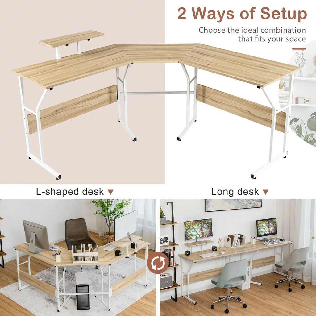 88.5" L Shaped Reversible Computer Desk S8873