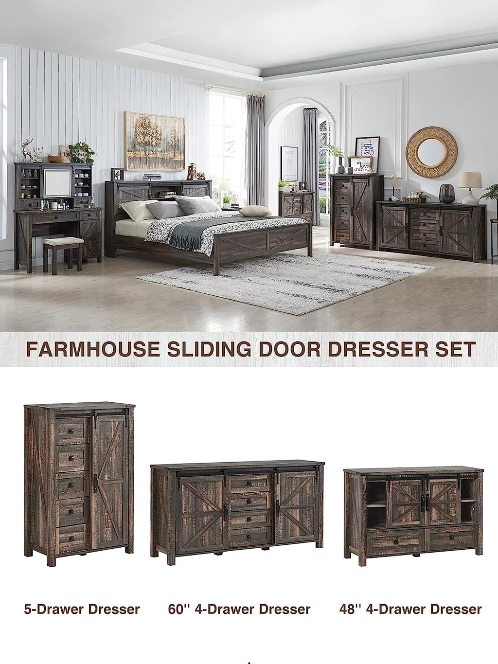 White 4 Drawer Dresser with Barn Door Q54680