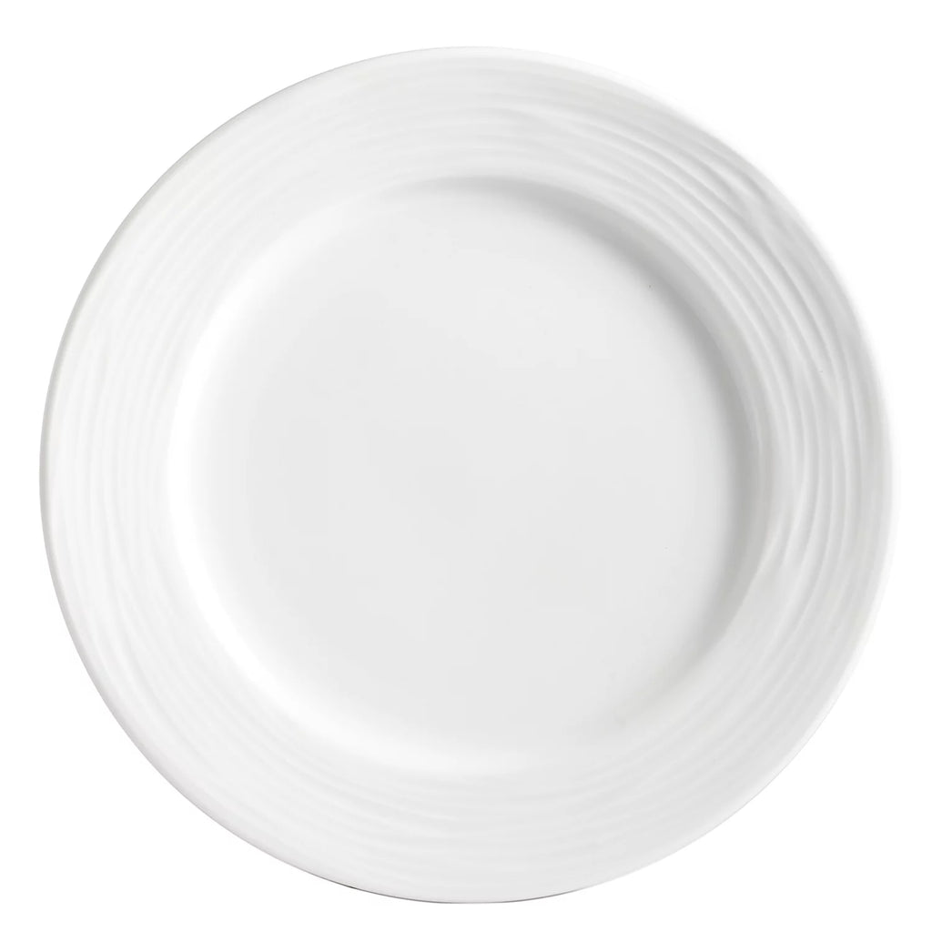 12-Piece White Embossed Round Rim Dinnerware Set E7626