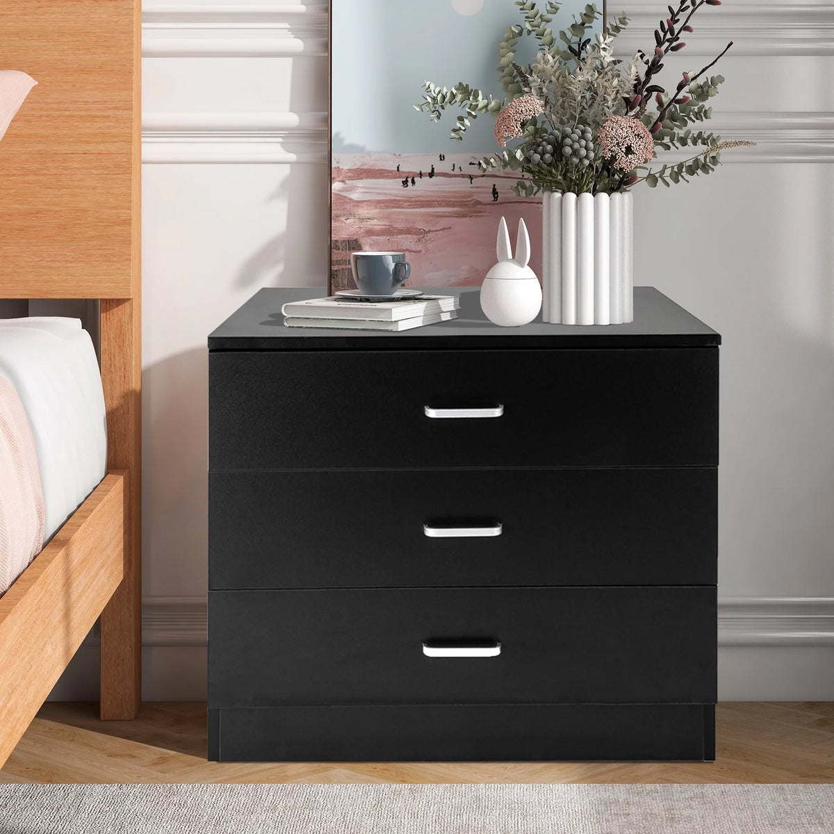 White 3 Drawer Wood Dresser J898