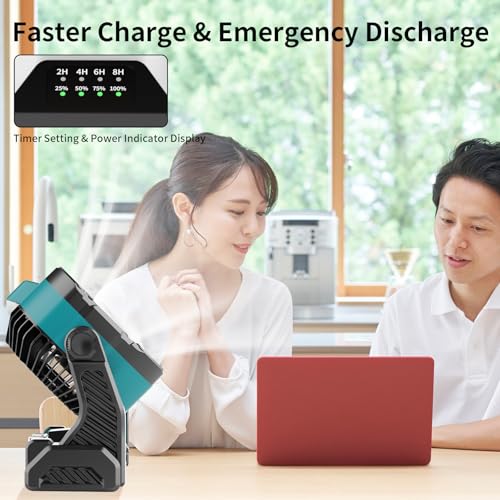20000mAh Camping Fan with LED Lantern USB Rechargeable 4 Speeds Black T82533