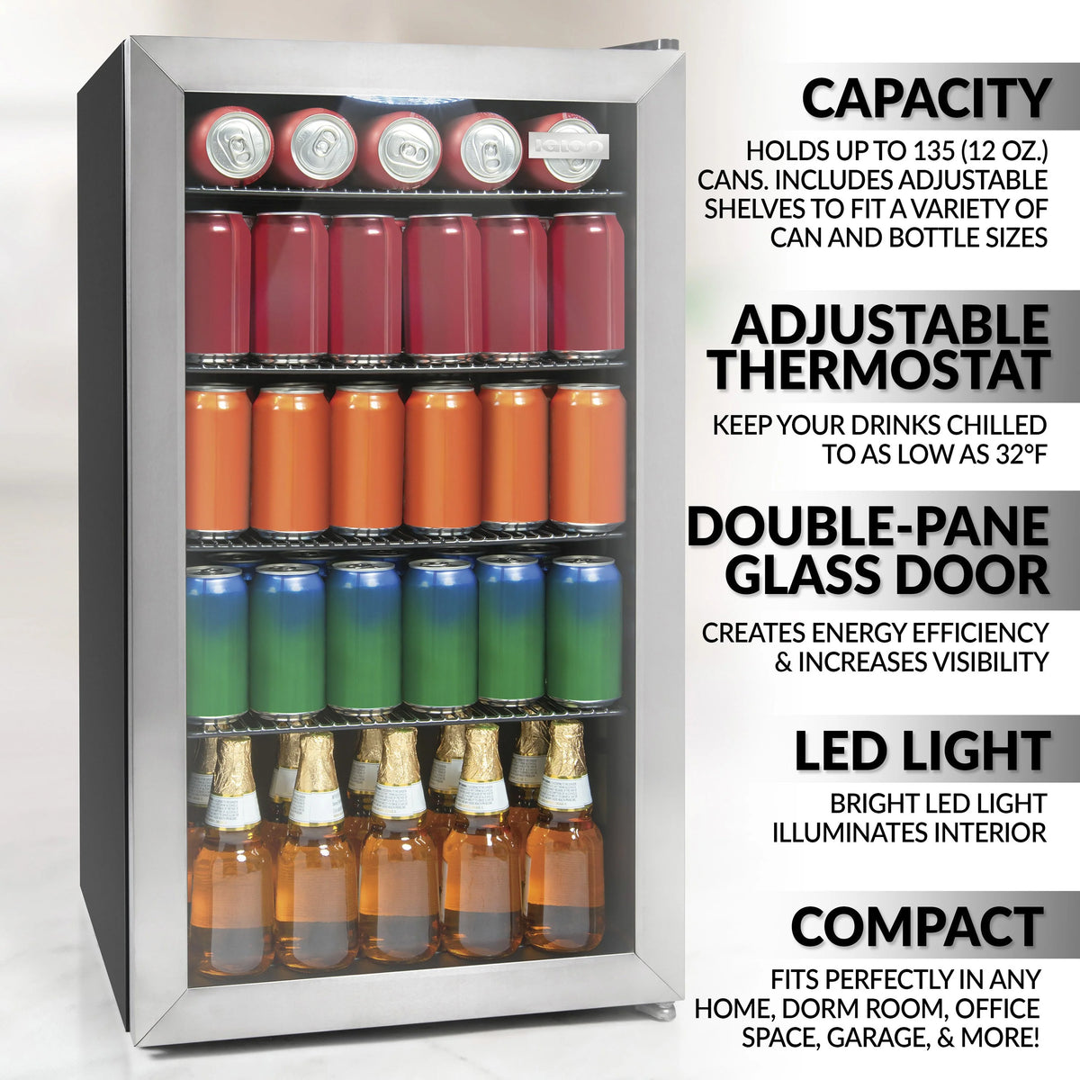 3.5 Cu. Ft. 135 Can Stainless Steel Beverage Cooler N264383