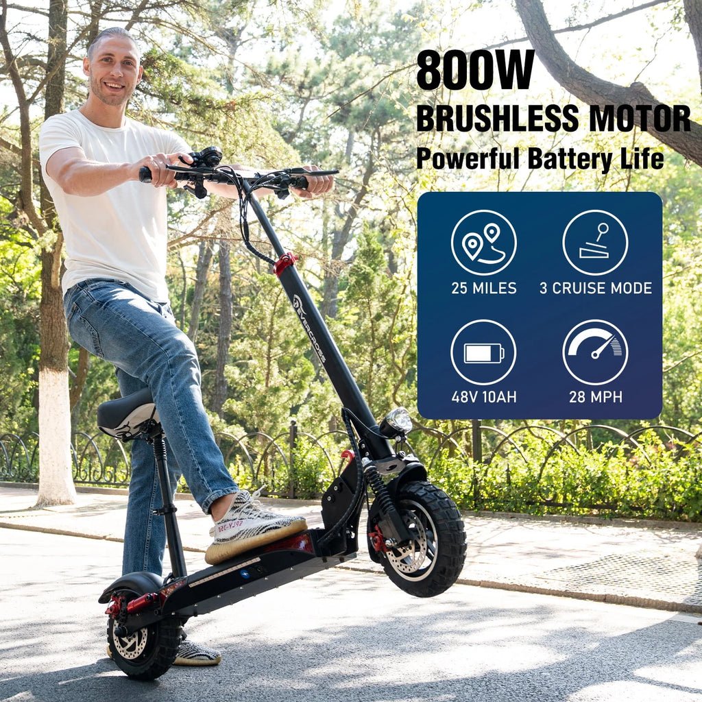 Electric Scooter with 10 Solid Tires, 800W Motor, Black I361517