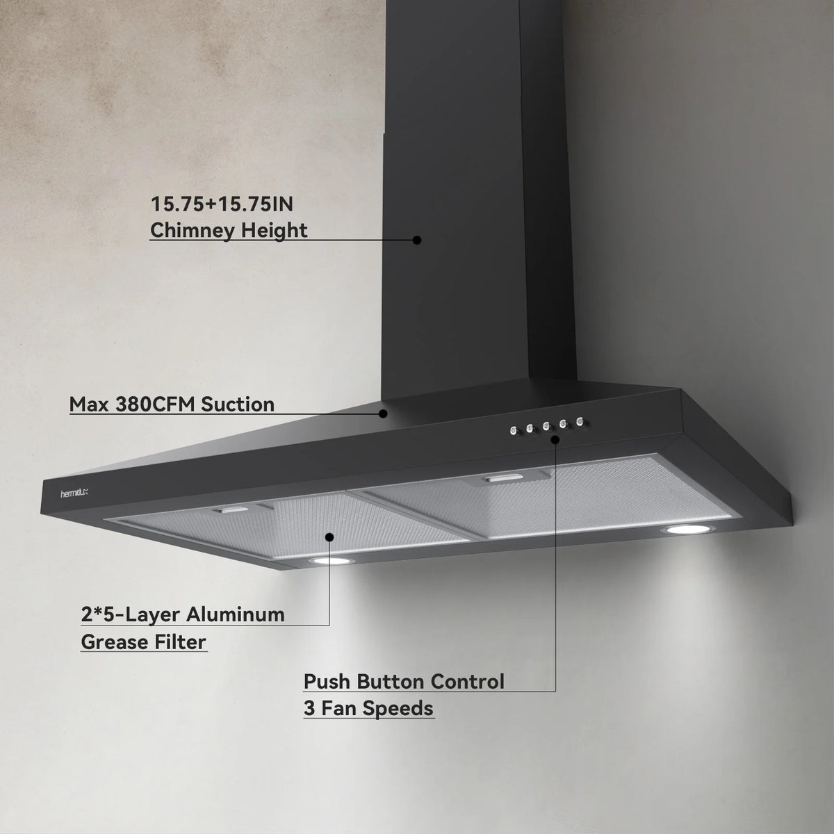 30 inch Wall Mount Range Hood with Charcoal Filter Y300991