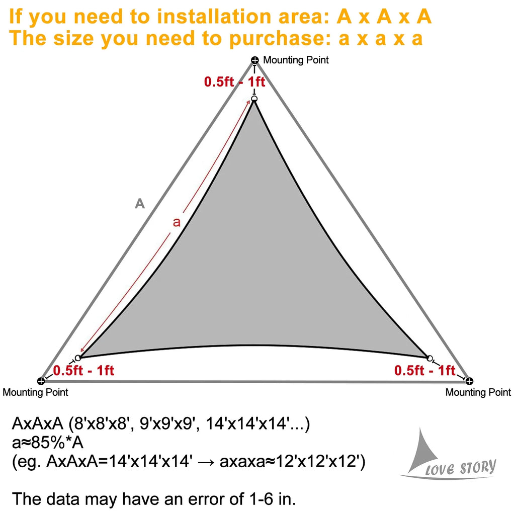 12' x 12' x 12' Sand Triangle Sun Shade Sail UV Block Awning Q199
