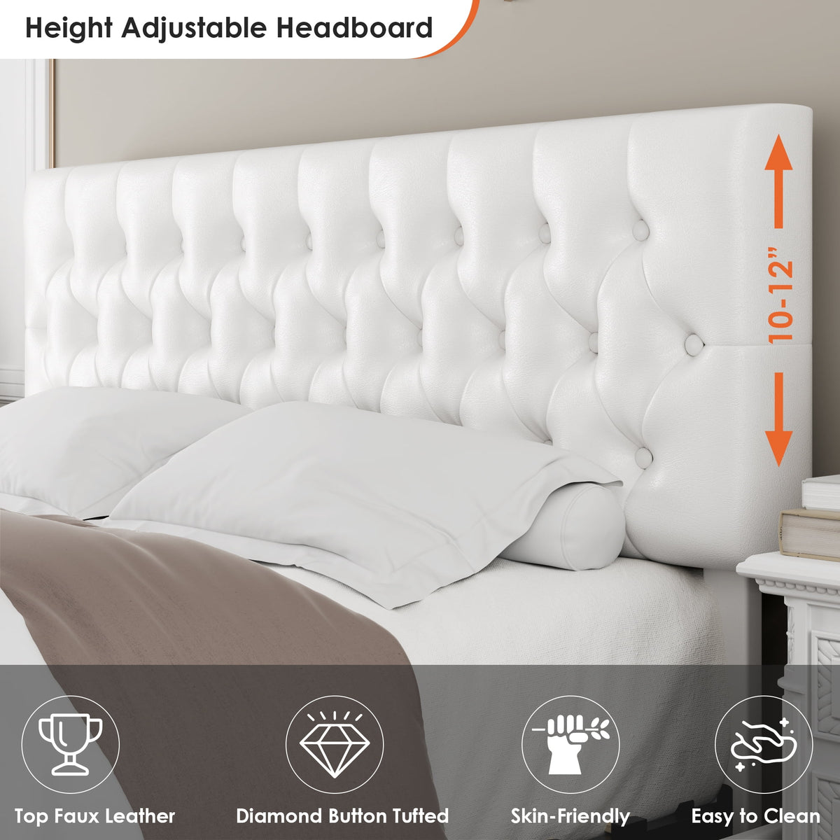 King White Faux Leather Upholstered Storage Bed Frame with 4 Drawers D970
