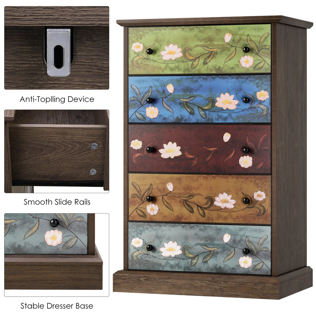 5 Drawer Wood Dresser K39371