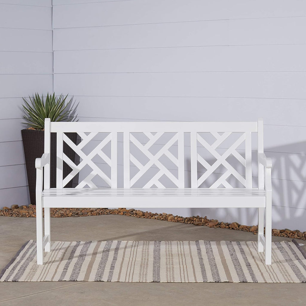 White Acacia Wooden Bench A22079