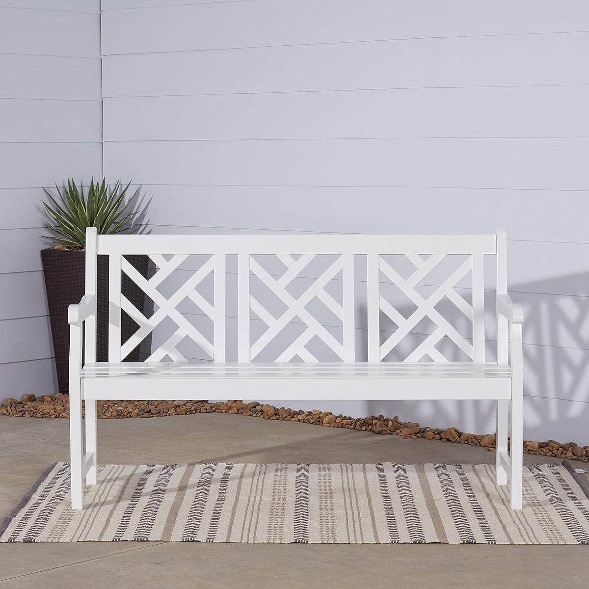 White Acacia Wooden Bench A22079